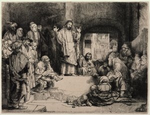 Christ Preaching (Pieni hauta) tekijältä Rembrandt van Rijn