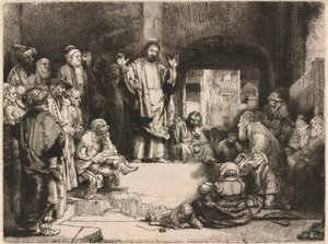Christ Preaching (Pieni hauta) tekijältä Rembrandt van Rijn