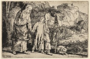 Kristus palaamassa temppelistä vanhempiensa kanssa tekijältä Rembrandt van Rijn