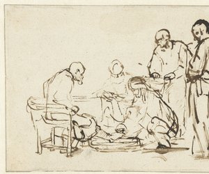 Kristus pesee opetuslasten jalkoja tekijältä Rembrandt van Rijn