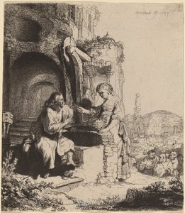 Kristus ja Samarian nainen raunioiden keskellä tekijältä Rembrandt van Rijn
