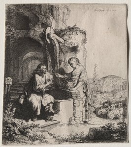 Kristus ja Samarian nainen raunioiden keskellä, 1634. tekijältä Rembrandt van Rijn