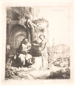 Kristus ja Samarialainen nainen: raunioiden keskellä tekijältä Rembrandt van Rijn