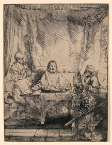 Kristus Emmauksessa: Isompi lautanen tekijältä Rembrandt van Rijn
