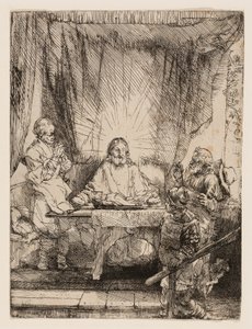 Kristus Emmauksessa: Isompi lautanen tekijältä Rembrandt van Rijn