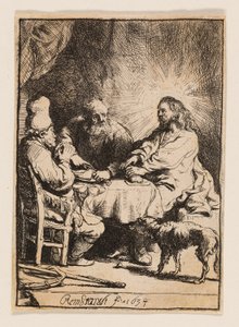 Kristus Emmauksessa: Pienempi lautanen tekijältä Rembrandt van Rijn