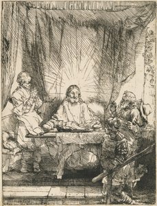 Kristus Emmauksessa: suurempi lautanen tekijältä Rembrandt van Rijn