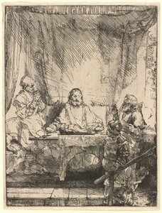 Kristus Emmauksessa: suurempi lautanen tekijältä Rembrandt van Rijn
