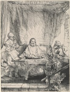 Kristus Emmauksessa: suurempi lautanen tekijältä Rembrandt van Rijn
