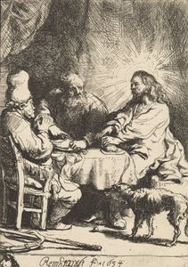 Kristus Emmauksessa: Pienempi levy, 1634. tekijältä Rembrandt van Rijn
