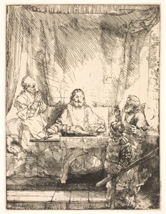 Kristus Emmauksessa: suurempi lautanen tekijältä Rembrandt van Rijn