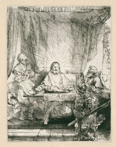 Kristus Emmauksessa: suurempi lautanen tekijältä Rembrandt van Rijn
