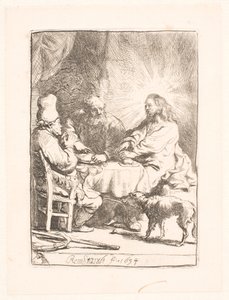Kristus Emmauksessa: pienempi lautanen tekijältä Rembrandt van Rijn