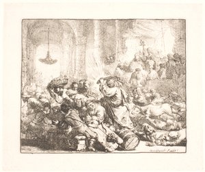 Kristus ajaa rahanvaihtajat pois temppelistä tekijältä Rembrandt van Rijn