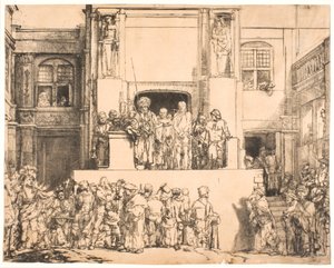 Kristus esitteli ihmisille: suuren pitkulaisen levyn tekijältä Rembrandt van Rijn