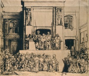 Kristus esitteli ihmisille: pitkänomainen levy, 1655 tekijältä Rembrandt van Rijn