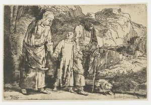 Kristus palaamassa temppelistä vanhempiensa kanssa tekijältä Rembrandt van Rijn