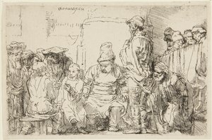 Kristus istuu ja keskustelee oppineiden kanssa tekijältä Rembrandt van Rijn