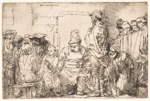 Kristus istuu ja keskustelee oppineiden kanssa tekijältä Rembrandt van Rijn