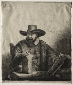 Cornelis Claesz Anslo, mennoniittisaarnaaja tekijältä Rembrandt van Rijn