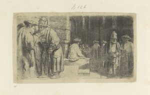 De Farizeeers in de Tempel Kokoelma kahdeksankymmentäviisi alkuperäistä vedosta (sarjan nimi) tekijältä Rembrandt van Rijn