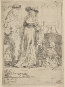 Kuolema ilmestyy avioparille avoimesta haudasta, 1639. tekijältä Rembrandt van Rijn