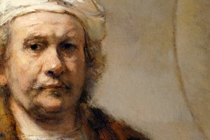 Yksityiskohta hollantilaisen taidemaalari Rembrandt van Rijnin omakuvasta, v. 1665 tekijältä Rembrandt van Rijn