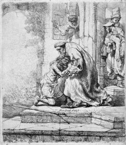 Tuhlaajapojan paluu tekijältä Rembrandt van Rijn