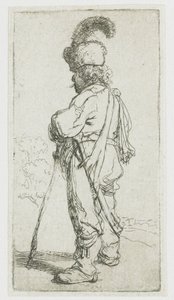 Puolalainen, jolla on keppi tekijältä Rembrandt van Rijn