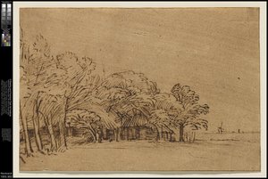 Maatila puiden alla, n. 1650 tekijältä Rembrandt van Rijn