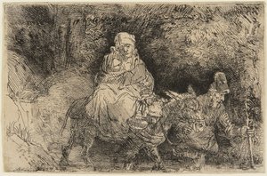 Pako Egyptiin: Pyhä perhe ylittää puron tekijältä Rembrandt van Rijn