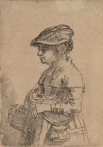 Tyttö korin kanssa, c. 1642. tekijältä Rembrandt van Rijn