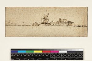 Het Molentje, n. 1654 (kynä ja muste pesuaineella ja guassi paperilla) tekijältä Rembrandt van Rijn
