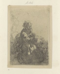 Jerome polvistui rukouksessa ja katsoi alas Recueil de quatre-vingt-cinq estampes originales (sarjan nimi) tekijältä Rembrandt van Rijn