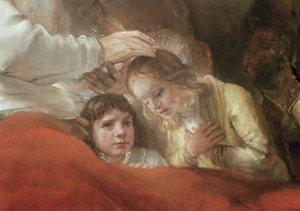 Jaakob siunaa Joosefin poikia, 1656 (244314:n yksityiskohta) tekijältä Rembrandt van Rijn