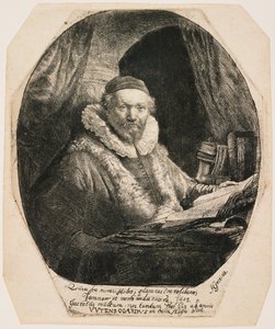Jan Uytenbogaert, remonstranttien saarnaaja tekijältä Rembrandt van Rijn