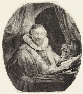Jan Uytenbogaert, remonstranttien saarnaaja tekijältä Rembrandt van Rijn