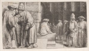Juutalaiset synagogassa tekijältä Rembrandt van Rijn