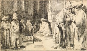 Juutalaiset synagogassa tekijältä Rembrandt van Rijn