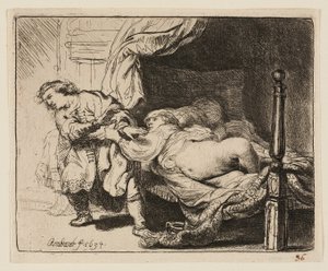 Joosef ja Potifarin vaimo tekijältä Rembrandt van Rijn