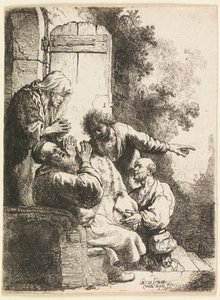 Joosefin takki tuotu Jaakobille tekijältä Rembrandt van Rijn