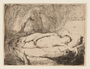 Jupiter ja Antiope: Pienempi levy tekijältä Rembrandt van Rijn