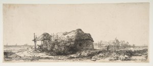 Maisema mökillä ja heinäparrulla, 1641. tekijältä Rembrandt van Rijn