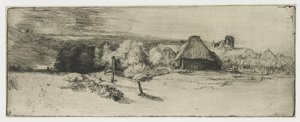 Maisema, jossa on maatilarakennus ja talo tornilla Maisema, jossa on maatilarakennus ja "talo tornilla" tekijältä Rembrandt van Rijn