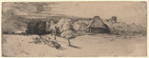 Paisatge amb un edifici agrícola i la "Casa amb la Torre" finlandès tekijältä Rembrandt van Rijn