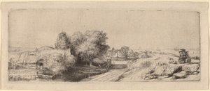 Maisema maitomiehen kanssa tekijältä Rembrandt van Rijn