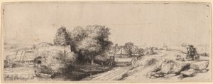 Maisema maitomiehen kanssa tekijältä Rembrandt van Rijn