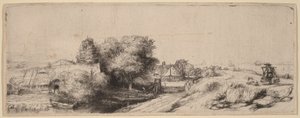 Maisema, jossa on maitomies tekijältä Rembrandt van Rijn