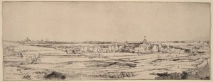 Maisema, josta avautuu näkymä Haarlemiin (Kultapunnitsijan pelto) tekijältä Rembrandt van Rijn