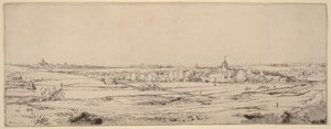 Maisema, josta avautuu näkymä Haarlemiin (Kultapunnitsijan pelto) tekijältä Rembrandt van Rijn